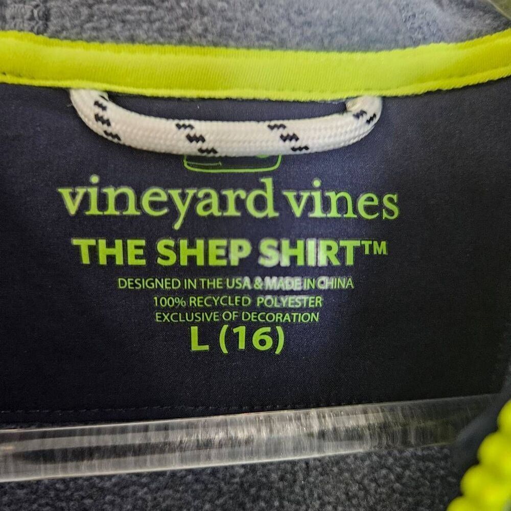 Vineyard Vines Kids' Fleece Half Zip Shep Shirt Hoodie In Faded Indigo Heather L - Picture 2 of 5
